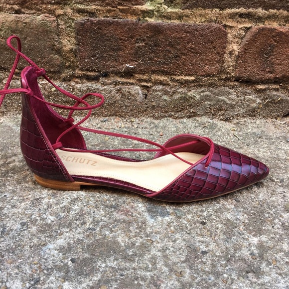 Red Wine Ghillie Lace Up D'orsay Leather Flat - Picture 2 of 6